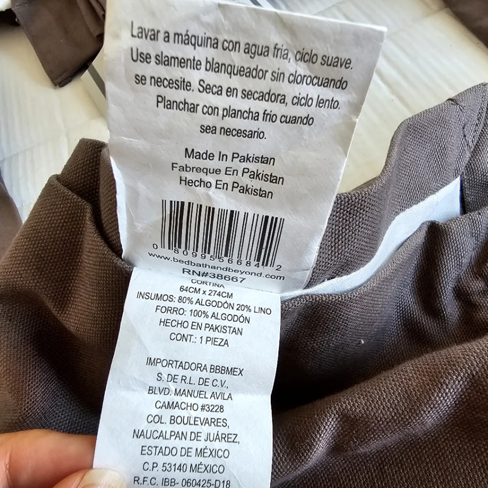 NWT The Collection Bed Bath & Beyond Charcoal Linen Blend Curtain Panel 25x108